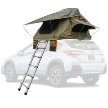 Load image into Gallery viewer, Vagabond Lite Rooftop Tent in Forest Green Hyper Orange on a Subaru Crosstrek
